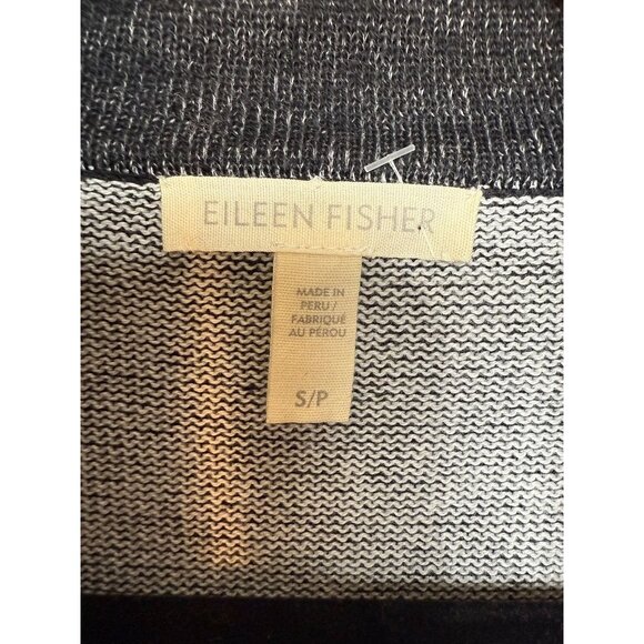 Eileen Fisher Womens Organic Cotton Knit Jacket Full Zip Small Black/Gray - Picture 2 of 8